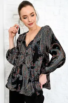 

Trend Alacati Style Women Black V-Neck Satin Woven Kırinkıl Bluz ALC-020-039-C
