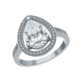 

Silver ring with quartz, single synthetic and cubic zirconia sunlight sample 925