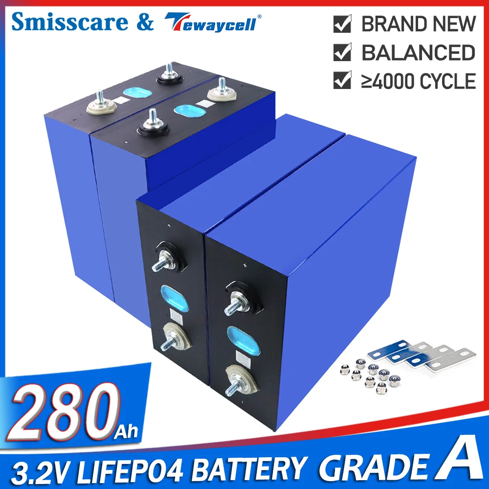 4PCS 3.2V 280Ah Lifepo4 Rechargeable Battery Lithium Iron Phosphate Solar Cell 12v 280ah Grade A EU US Tax Free |
