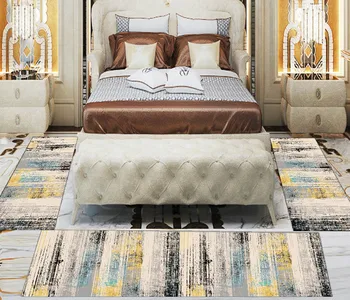 

Else 3 Piece Grey Black Green Yellow Paint Splashes Print Non Slip Microfiber Washable Decor Bedroom Hallway Area Rug Carpet Set