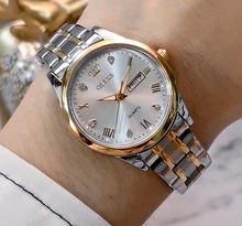 OLEVS-reloj de cuarzo clásico para mujer, cronógrafo de lujo, resistente al agua, correa de acero inoxidable