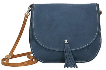

Shoulder Bag women leather suede 1ª quality, zipper closure, 24x22x6 cm. Made in Spain. Navy Blue
