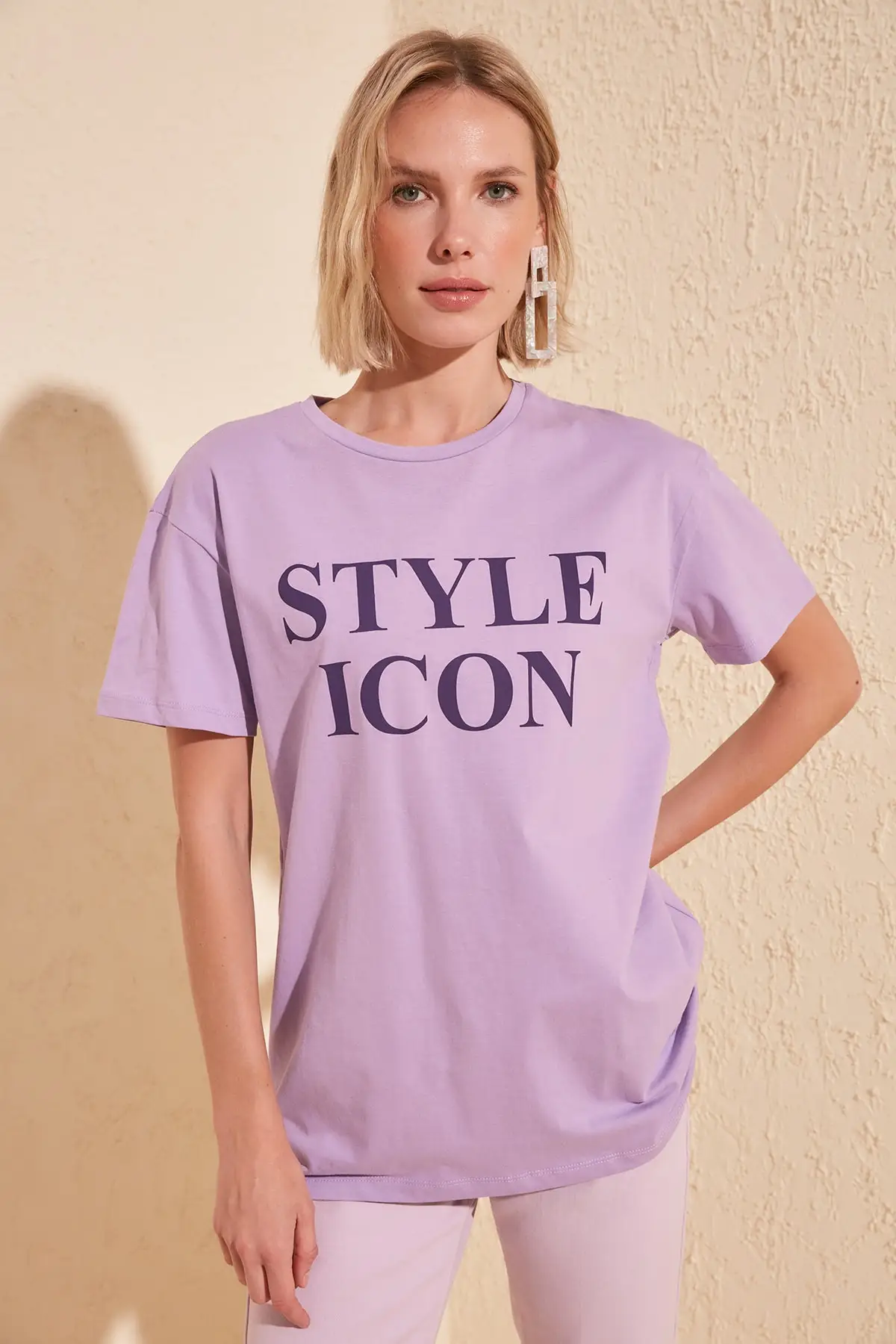 

Trendyol Printed Boyfriend Knitted T-Shirt TWOSS20TS0748