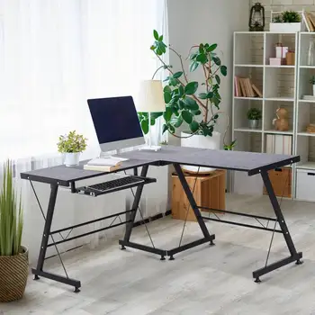 

Computer Table PC Desk Home Office 2 Types Table Corner L Shape Desktop Straight Frame