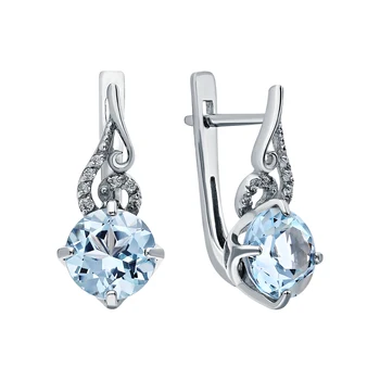 

Silver earrings with Topaz and cubic zirconia sunlight sample 925