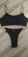 Chain Swimsuit Bikini-Set Bandeau Sexy Women Summer Biquini Peachtan Female Mellatic