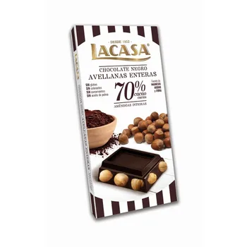 

Chocolate tablet 70% cocoa with whole hazelnuts