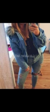 Short Coat Denim Jacket Elexs Korean Big-Fur-Collar Velvet Female Thick Student Winter