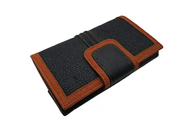 

Wallet for women in leather, two separate departments wallet, wallet and card holder, 16x10 cm. (Black-leather)