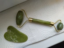 Masajeador de rodillo de Jade para rodillo Facial Gua Sha Jade Stone, masajeador Facial de belleza, levantamiento de cara delgada, herramientas de cuidado para la piel Facial antiarrugas