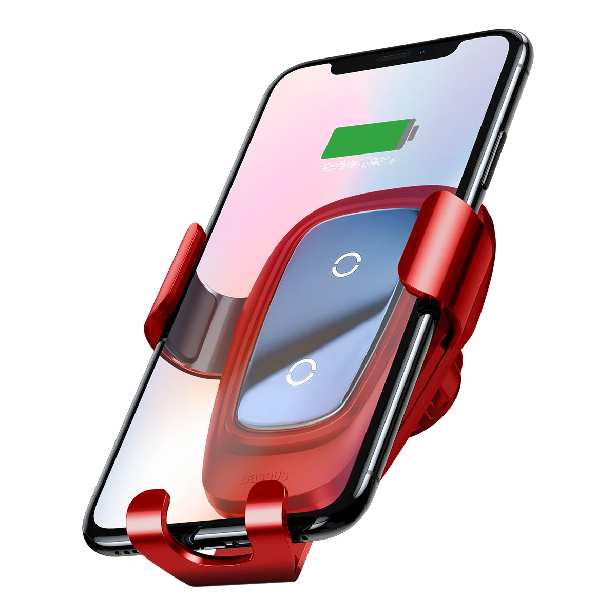Беспроводная зарядка-автодержатель Baseus Metal Wireless Charger Gravity Car Mount Red