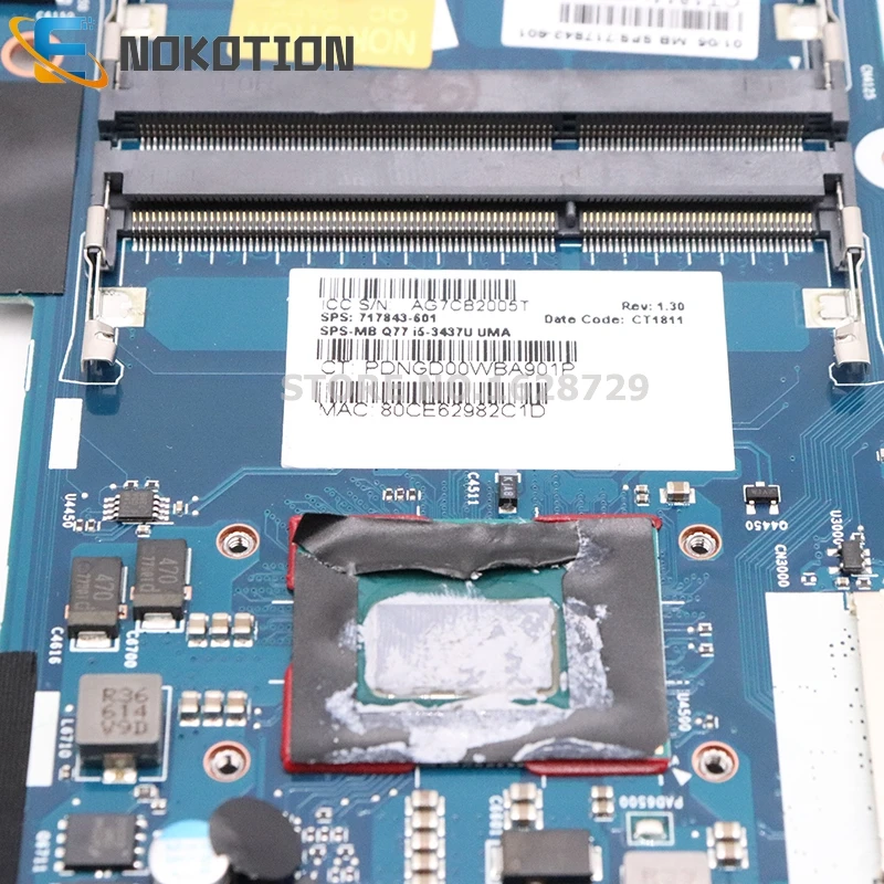 price cut  NOKOTION FOR HP EliteBook 9470M laptop MotherBoard I5-3437U CPU 717843-601 717843-001 717843-501 60