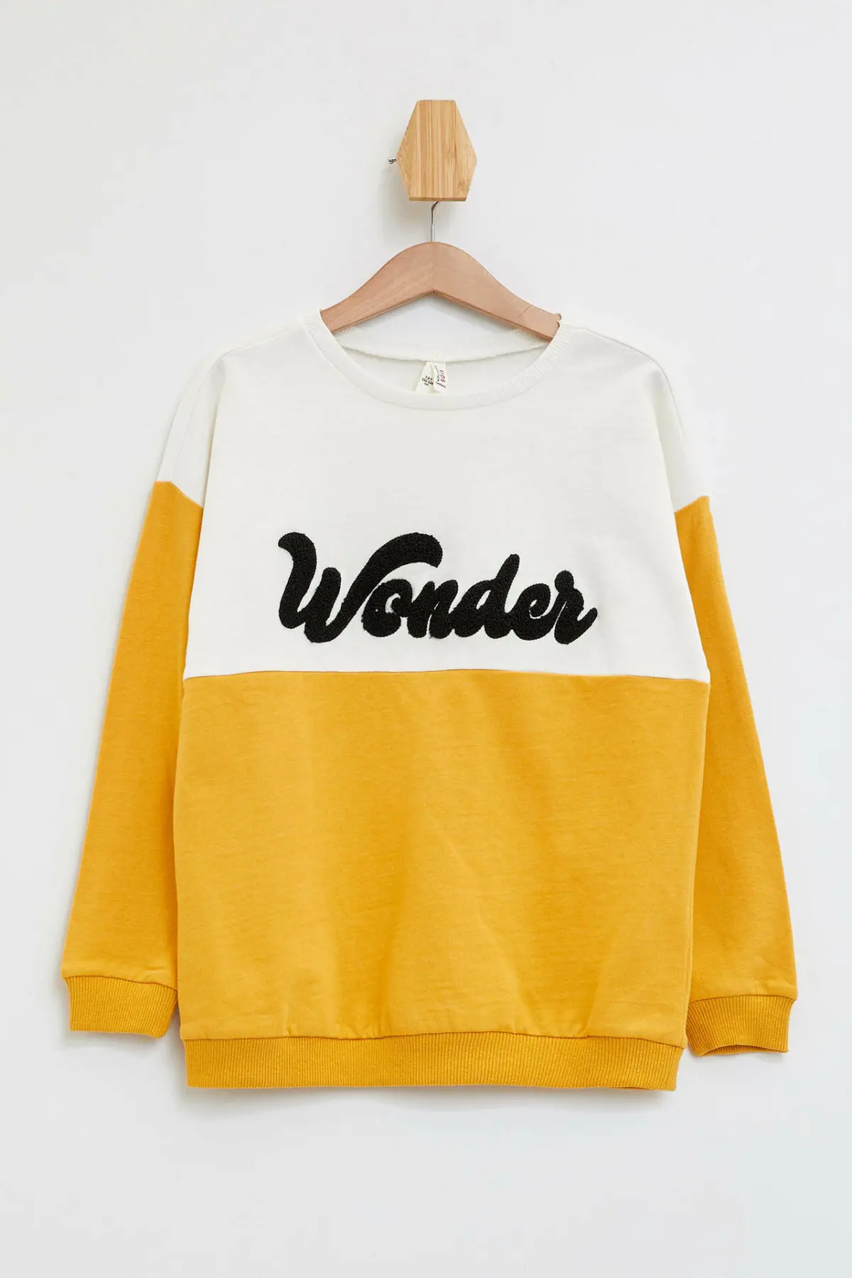 

DeFacto Girl Fashion Patchwork Letter Pattern Pullovers Casual Loose Crewneck Pullovers Girl Sweet Pullovers New - -K6224A618CW