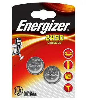 

Pilas de boton Energizer bateria original Litio CR2450 3V en blister 2X Unidades