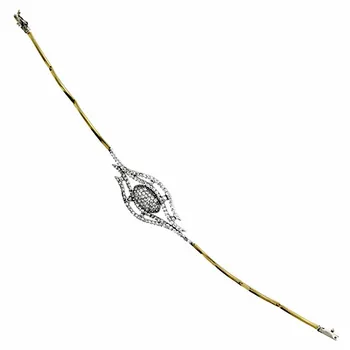 

18k gold bracelet two tone 19.5cm. Center zircons [AA1851]