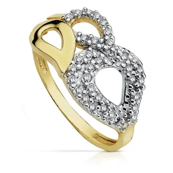 

Ring gold 9k two-tone zircons tears [AA7507]