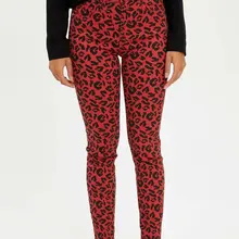 DeFacto, Брендовые женские леггинсы, брюки, женские леопардовые штаны с пуговицами, высокая эластичность, для девушек, Джокер, Осень-K7905AZ18CW