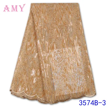 

2020 Sequin Lace Fabric Mesh Purple Color African Embroidery Sequence Nigerian French Party Latest High Quality Tulle AMY3574B