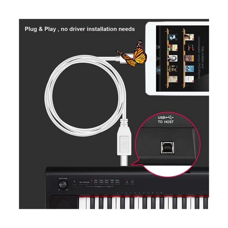 Кабель-Переходник USB 2 0 для iOS/Type-B MIDI 1 шт. iPhone iPad X | Компьютеры и офис