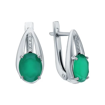 

Silver earrings with onyx and cubic zirconia sunlight