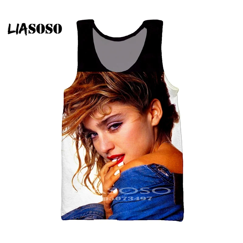 LIASOSO летняя новая модная футболка для мужчин и женщин толстовка с 3D принтом сексуальная певица Мадонна майка с коротким рукавом Топ Harajuku пуловер - Цвет: 4