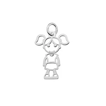 

Pendant 925 Sterling silver m girl with pigtails 20mm [5045]
