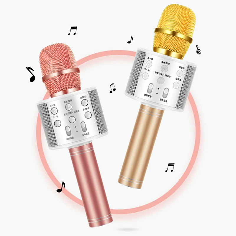WS-858 Bluetooth Wireless Microphone Handheld Karaoke Mic USB Mini Home KTV For Music Playing Singing Speaker Player | Электроника