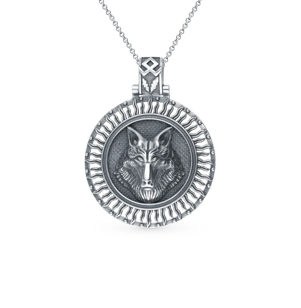 Серебряный оберег "волк" SUNLIGHT проба 925