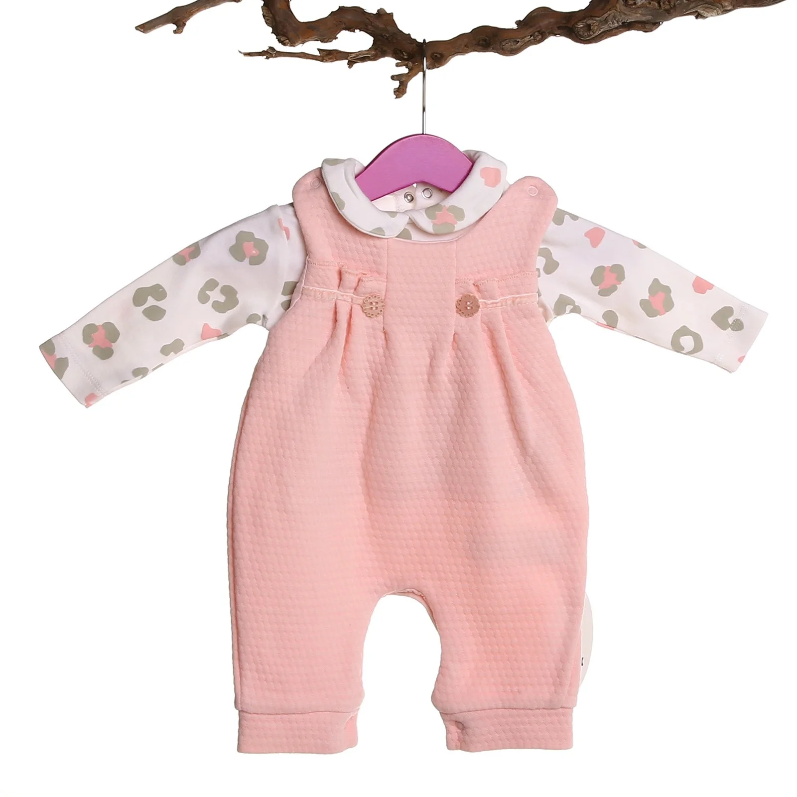 

ebebek Mymio Baby Girl Leopard Printed Dungarees Sweatshirt Set