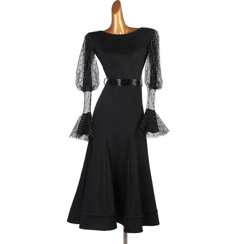 Гладкие Бальные платья для танцев бальное платье для танцев для девочек бальное платье стандартная лента MQ217 - Цвет: black