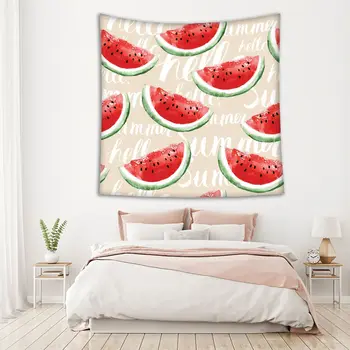 

Tapestry Watermelons Fruit Slices Watercolor Pattern Nature Summer Artwork Red Green