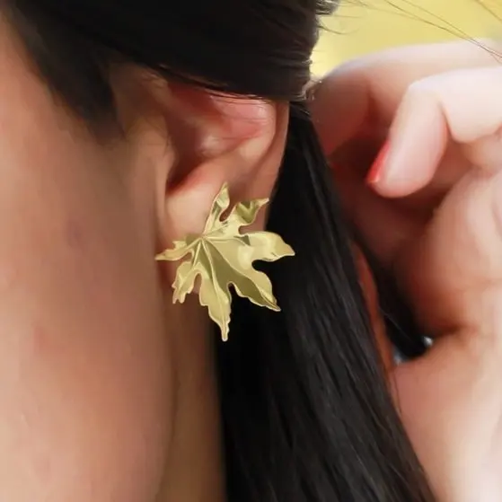 Серьги из стерлингового серебра с листьями Sycamore на заказ