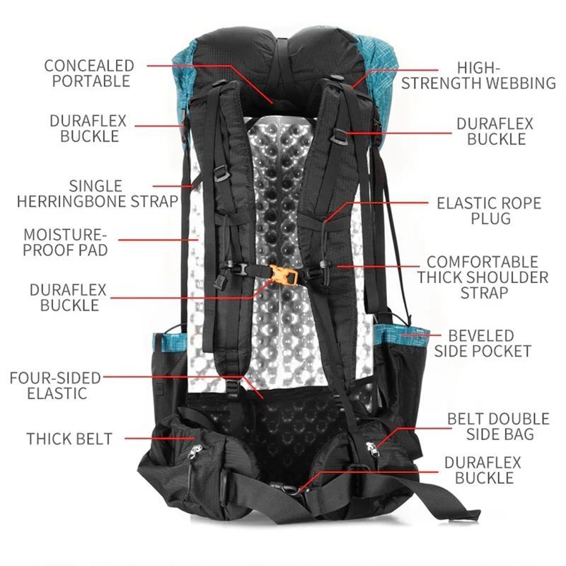 3F UL GEAR QiDian Hiking Backpack 40+16L Outdoor Waterproof Climbing Bag Qi Dian UltraLight Pack Trekking Men Women 5