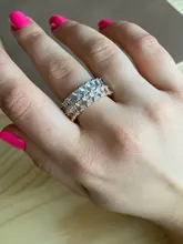 Huitan-anillos de promesa de amor para mujer, joyería de boda, cristal cuadrado pavimentado, circonita, anillo de compromiso de boda elegante, nuevo