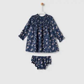 

Baby dress SMOCK print blue
