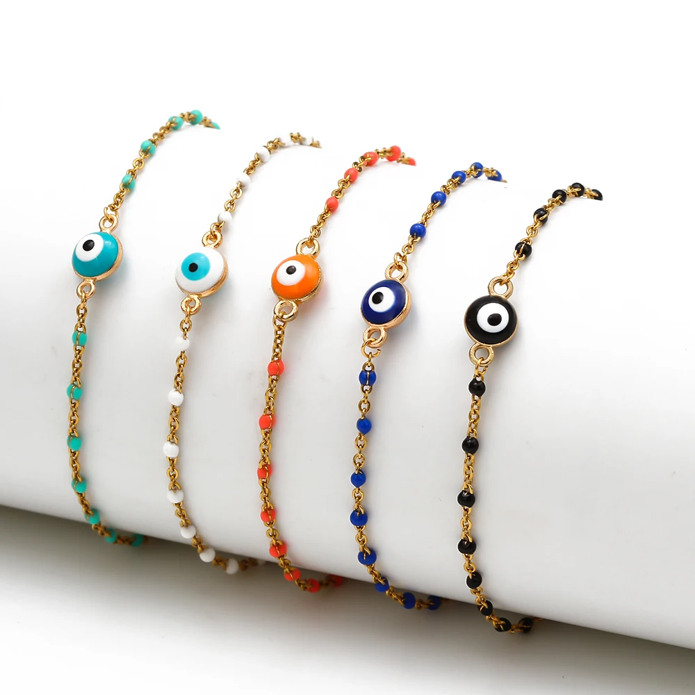 MEIBEADS 1pc Minimalist Evil Eye Beads Link Chain Bracelet Bangle MIYUKI Jewelry Fit Women Party Weddings | Украшения и