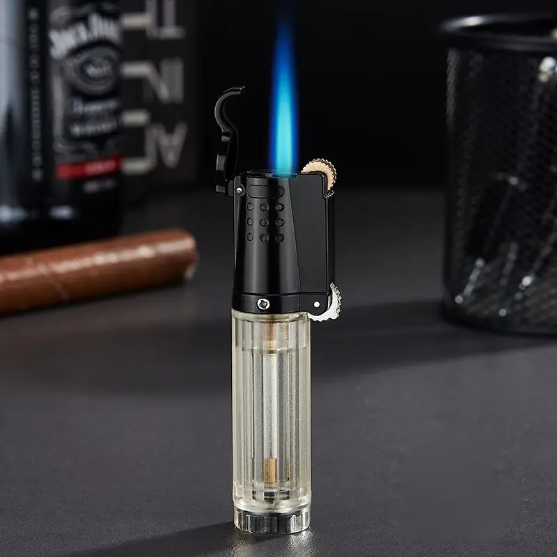 

Windproof Butane Gas Lighter Blue Flame Mini Grinding Wheel Torch Jet Lighters Cigarette Cigar Lighter Gas Visible