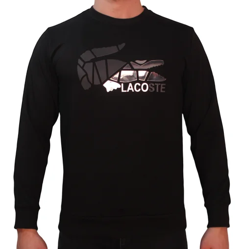 Lacoste на заказ Zero воротник Slimfit Мужская Черная Толстовка