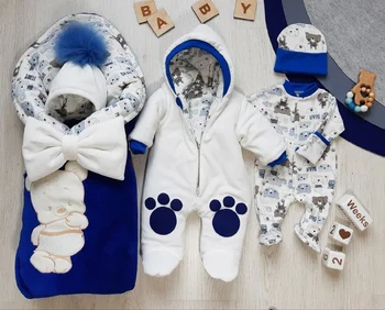 

Комплект на выписку 5-ти предметный "Лапки" ЗИМА Комплекты на выписку и для прогулок 0-6 мес