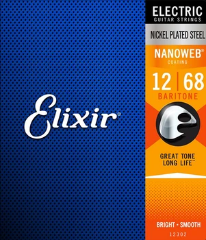 

12302 nanoweb string kit for electric guitar, baritone, 12-68, Elixir