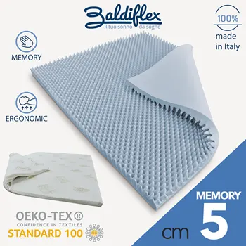 

Baldiflex Topper Balance Fresh 5cm High Memory Foam Mattress Ergonomic removable and Breathable Fabric Aloe Vera