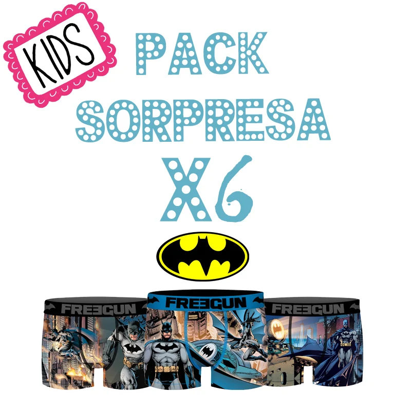 Pack 6 Трусы-боксеры с Бэтменом; комплект из 3 трусов; случайный цвет; нижнее белье для детей; FREEGUN - Цвет: Pack 6