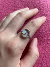 Anillo ajustable abierto de piedra lunar para mujer, de Color plata sortija de compromiso, Circonia cúbica, zirconia, circonita, zirconita, Estilo Vintage