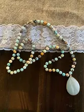 Beaded Necklace Drop-Pendant Bohemian Jewelry Knotted-Stone Matching Fashion Women