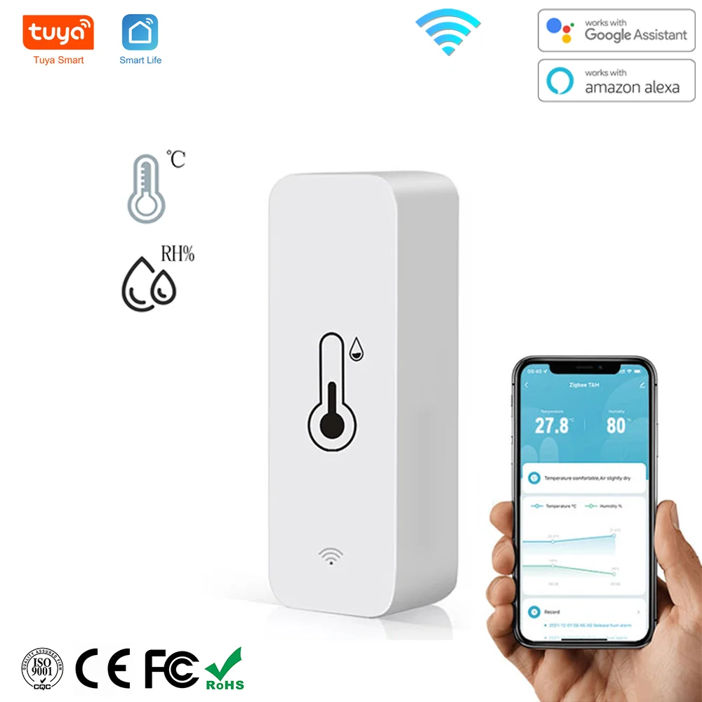 Tuya inteligente sensor de temperatura e umidade wi fi app monitor remoto para casa inteligente var smartlife trabalho com alexa google assistente - Melhor Electrónica