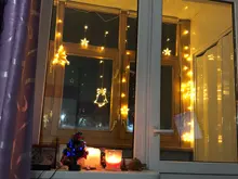 LED Deer Star Moon Curtain Light 220V 110V Christmas Garland String Fairy Lights Outdoor