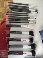 Conjunto de negras brochas maquillaje BEILI, brochas profesionales de pelo Natural de cabra, brochas para base de maquillaje en polvo, brochas para mezclar ojos y maquillaje