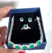 Realytrust-anillo de compromiso de Plata de Ley 925 con diamantes de Esmeralda, joyería de compromiso, para mujeres