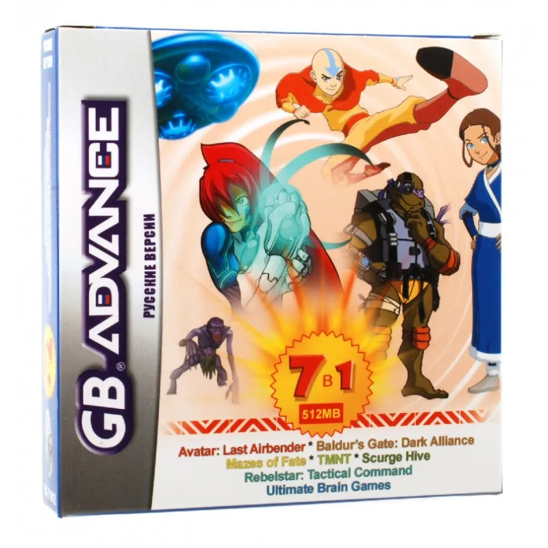 Картридж Game Boy A 7in1 Avatar+MazesOfFate+ScurveHive+ TMNT+Rebel+ BS71012 | Электроника