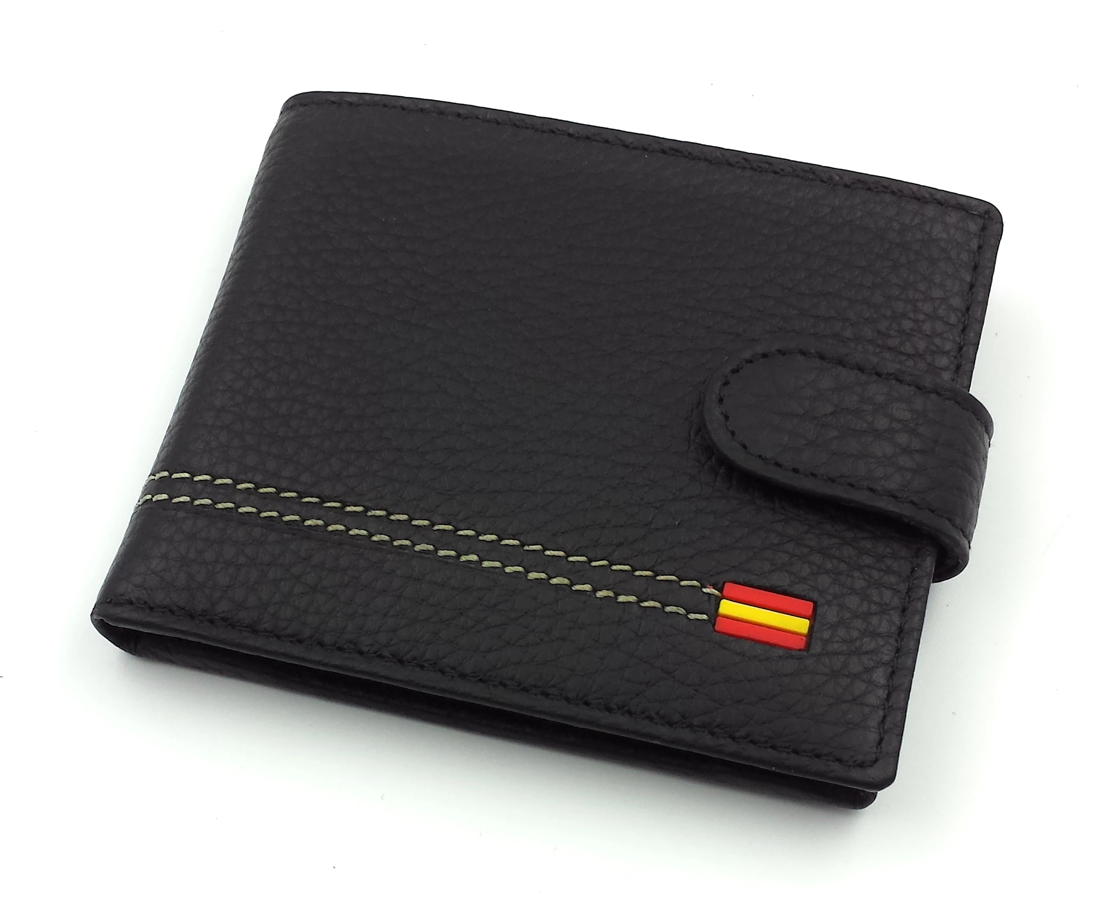 Cartera billetera monedero Piel Ubrique bandera de España y cierre de trabilla Alta Negro|Carteras| AliExpress